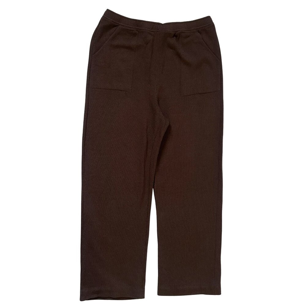 St John Sport Womens Knit Pants With Pockets MEDIUM Brown Straight Leg Pull On